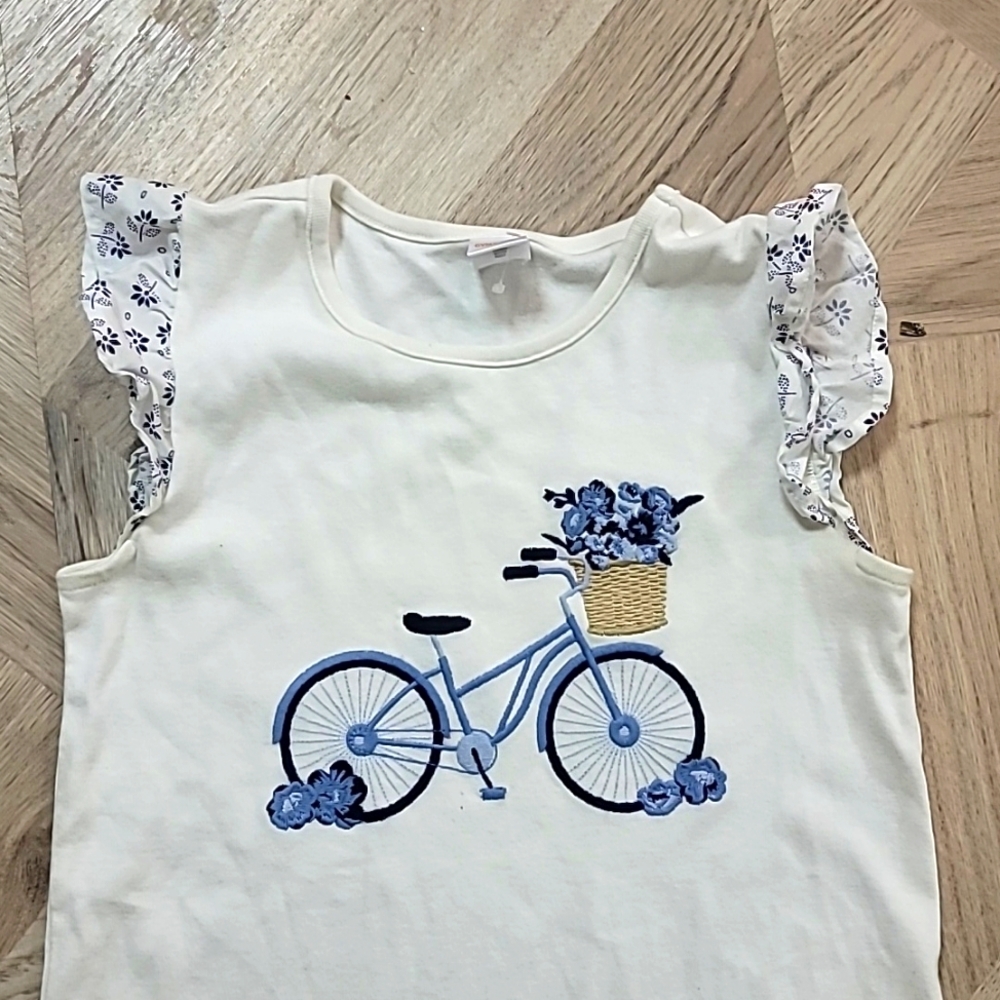 Gymboree Girls size 10 Ruffled tee bicycle shirt